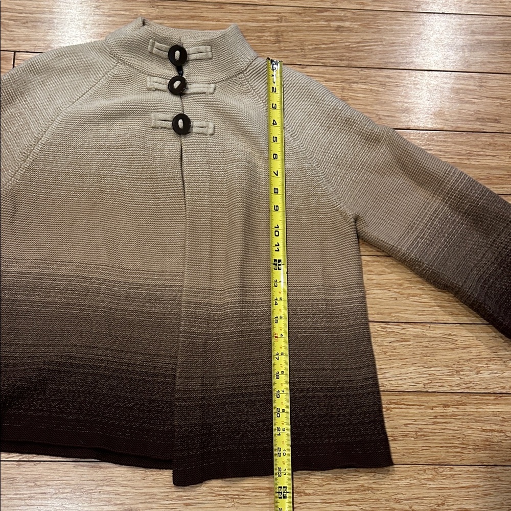 Jones New York Cream to Brown Scandi 3 Button Cardigan Sweater L - Picture 5 of 7